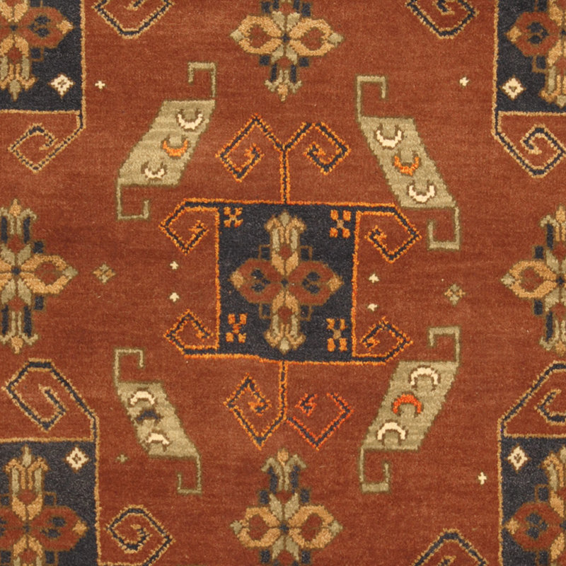 Tapis de zone en laine brun/ivoire 5 pi 8 po x 8 po one-of-kind à la main noué la Jevon