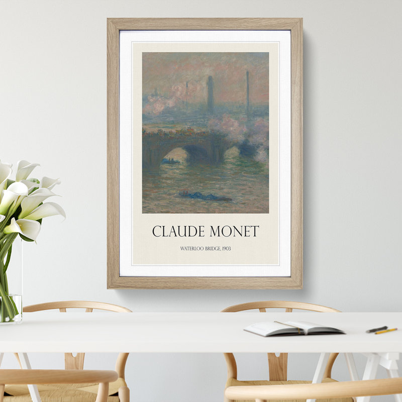 Waterloo Bridge in London Vol.3 by Claude Monet - Picture Frame Art Prints, 65cm H x 48cm W x 2cm D, Oak Framed