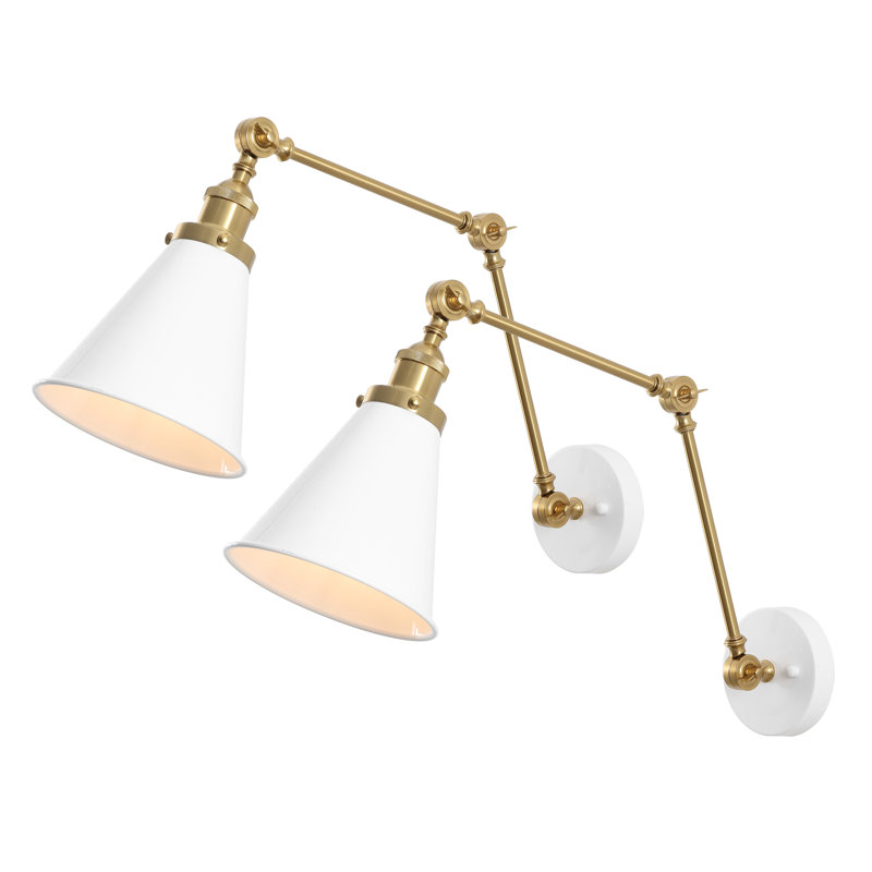 Bras pivotant à 2 lumières à intensité variable Anabiya, Laiton doré / blanc