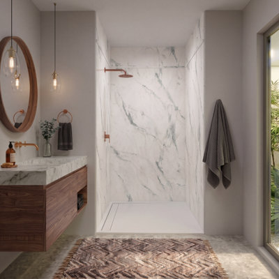 Ensemble de panneau de douche 6 pièces à surface solide de 96 po avec mur de 72 po avec extension 24 po Expressions