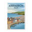 Aberaeron, Wales - Romantic Coastal Travel Poster Of Colourful Harbour And Rolling Hills. Giclee Print On Wrapped Canvas. Wall Art, Home Decor - Cities & Towns, Wales - Wrapped Canvas Print-405877787