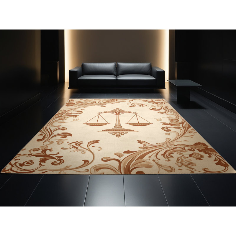 Machine Washable Orlena Classic Damask Rug in Beige – Beige Binding, 2 x 3