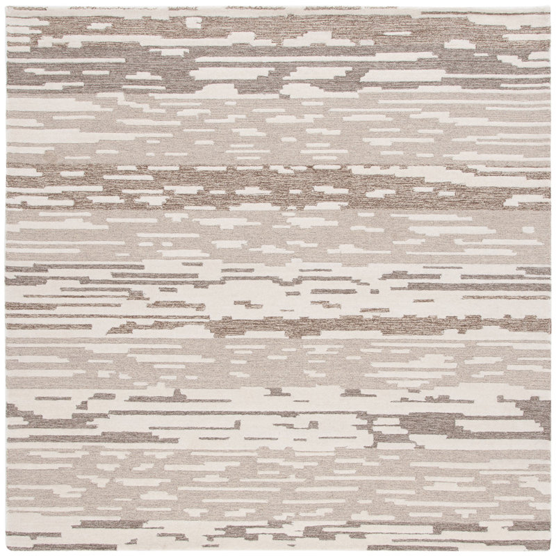 Tapis en laine / coton touffeté à la main Fifth Avenue en brun / beige, Carré 7 pi