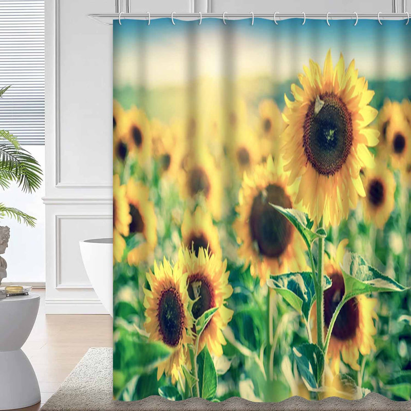 Rideau de douche avec 12 crochets Sunflower, L 72 po x l 84 po