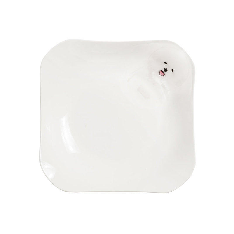 Assiette carrée en porcelaine - Bichon