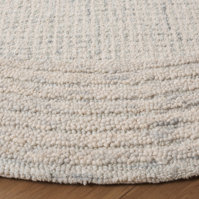 Sharifa Ebony Hand Tufted Wool And Cotton Bordered Rug, Round 6'