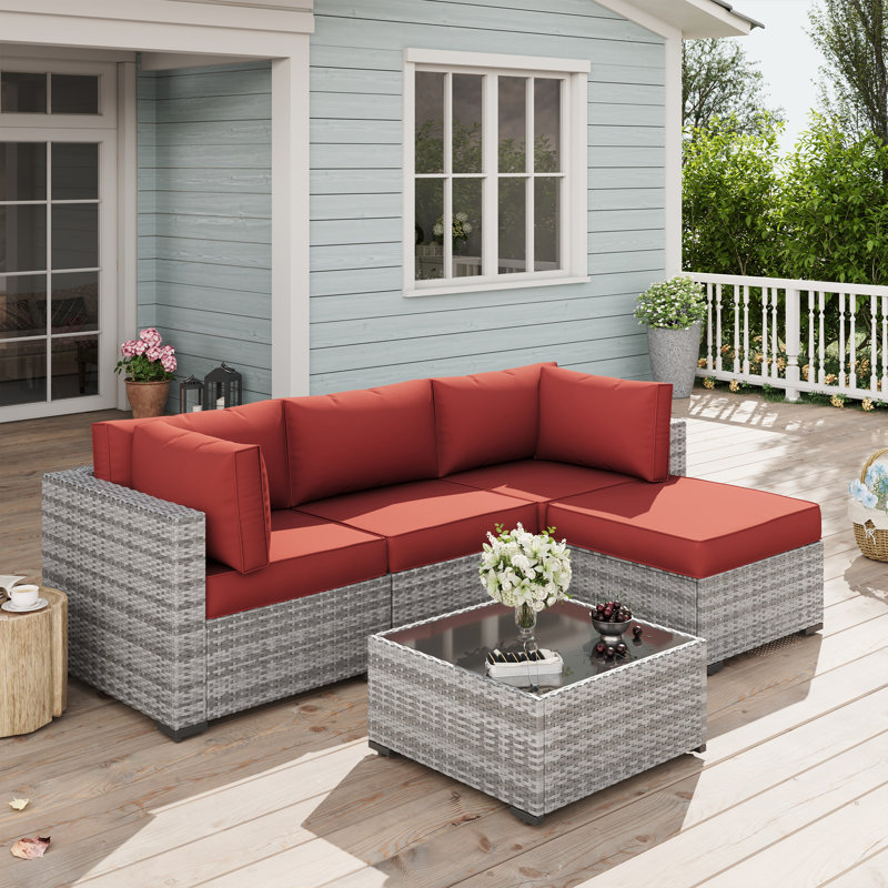 Outdoor Replacement Cushion Set Seat/Back Cushion (Cushion Set Only, Sofa Not Included), Dark Red