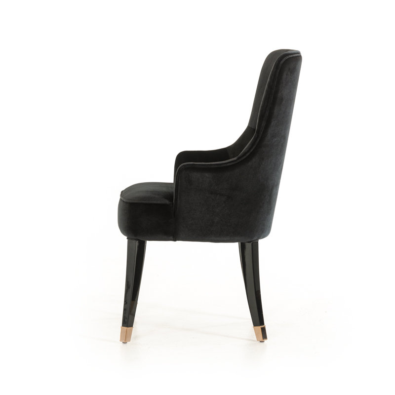 Chaise 38 po en velours noir, Noir