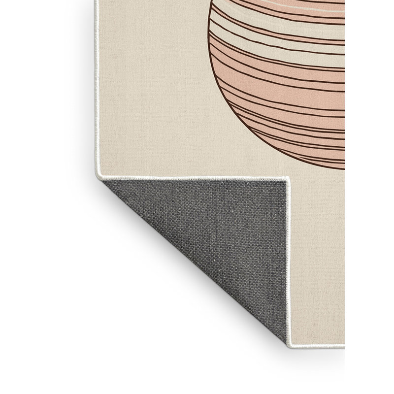 Soft Plush Felan Easter Modern & Contemporary Abstract Area Rug in Beige – White Binding, 5x7
