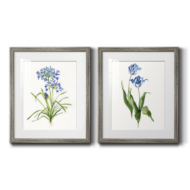 «Blue Lived Botanical I», reproduction encadrée de qualité supérieure, prête à être accrochée
