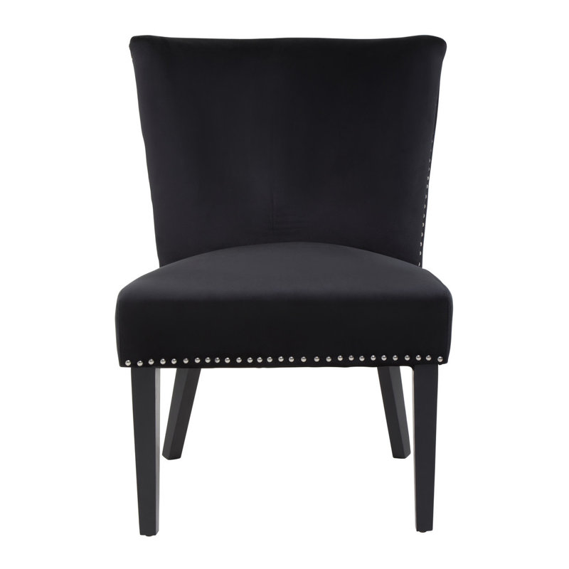 Otsego 47cm H Velvet Upholstered Side Chair, Black