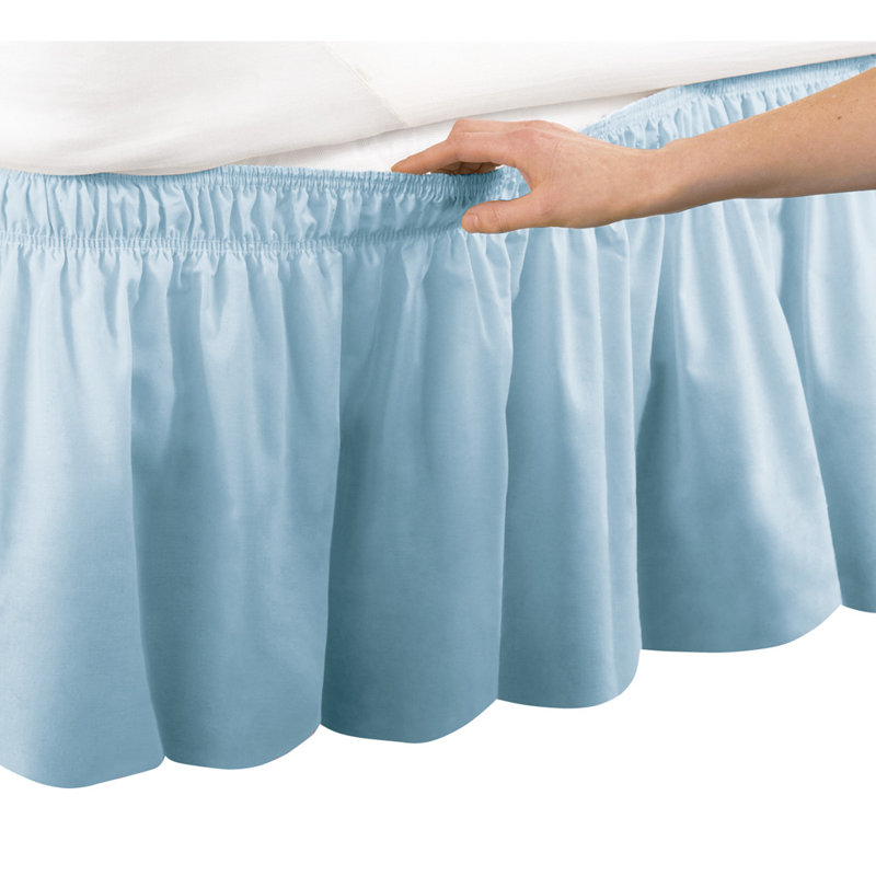Blue Twin/Full Cotton Polyester Wrap Around Bed Skirt