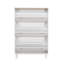 Rangement pour chaussures de couloir avec 3 tiroirs et pieds cylindriques avec panneau ajustable blanc froid, plateau en grain de bois pour l'entrée, compartiment à crochets-118114127-118114128