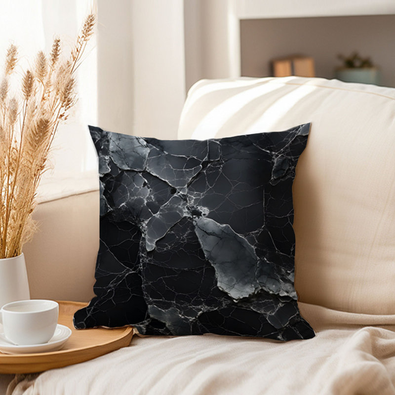 Abstract Black Marble Geode Symphony VI Modern, 20"H x 20"W