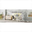 Lit mezzanine haute avec rangement intégré pour chambre à coucher, grand lit en métal blanc classique avec bureau en L et garde-robe intégré