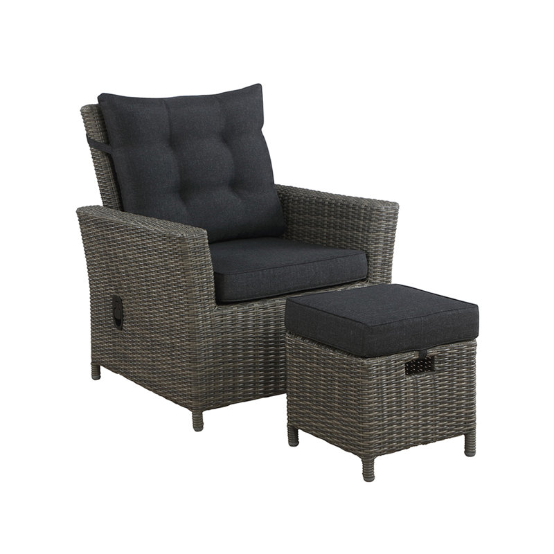 Wicker Outdoor Lounge Chair with Ottoman