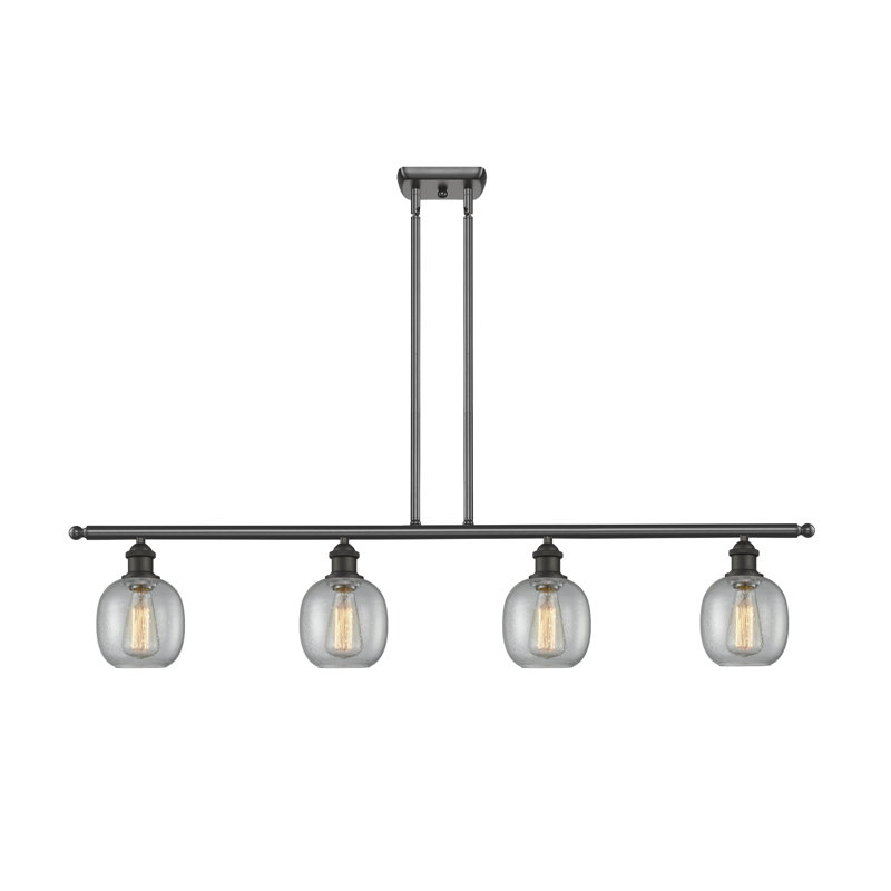 Luminaire suspendu linéaire pour îlot de cuisine 4 lumières Carlucci, Bronze huilé, Grainé
