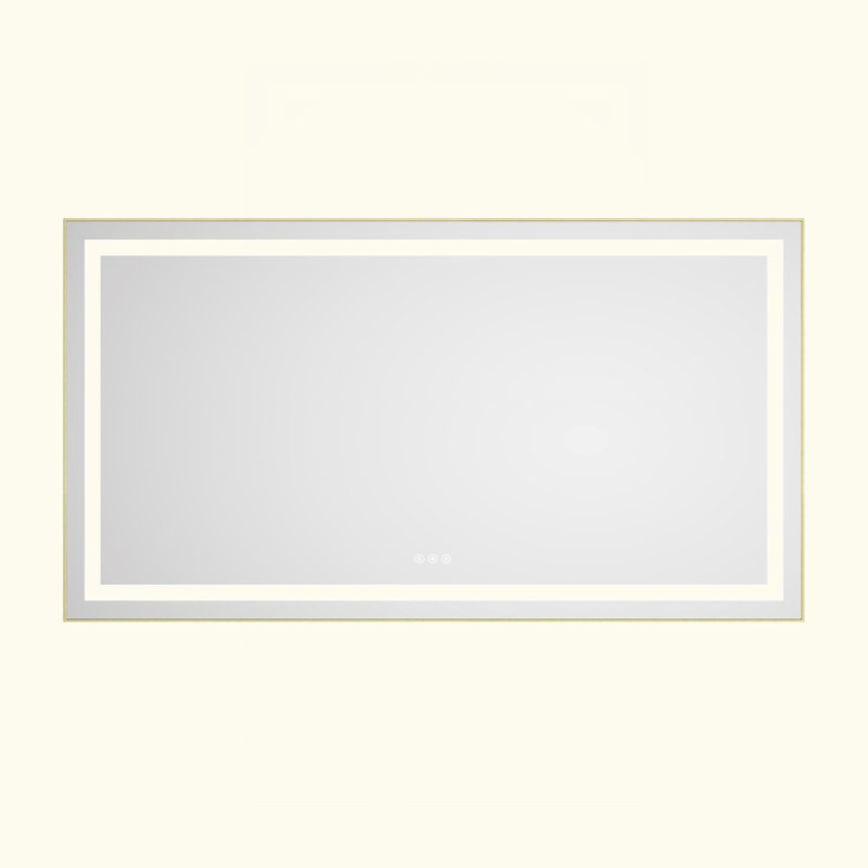LED Bathroom Mirror with Front-lit, 3 Colors Temperature & Dimmable Light, Brushed Gold, 48" x 32"