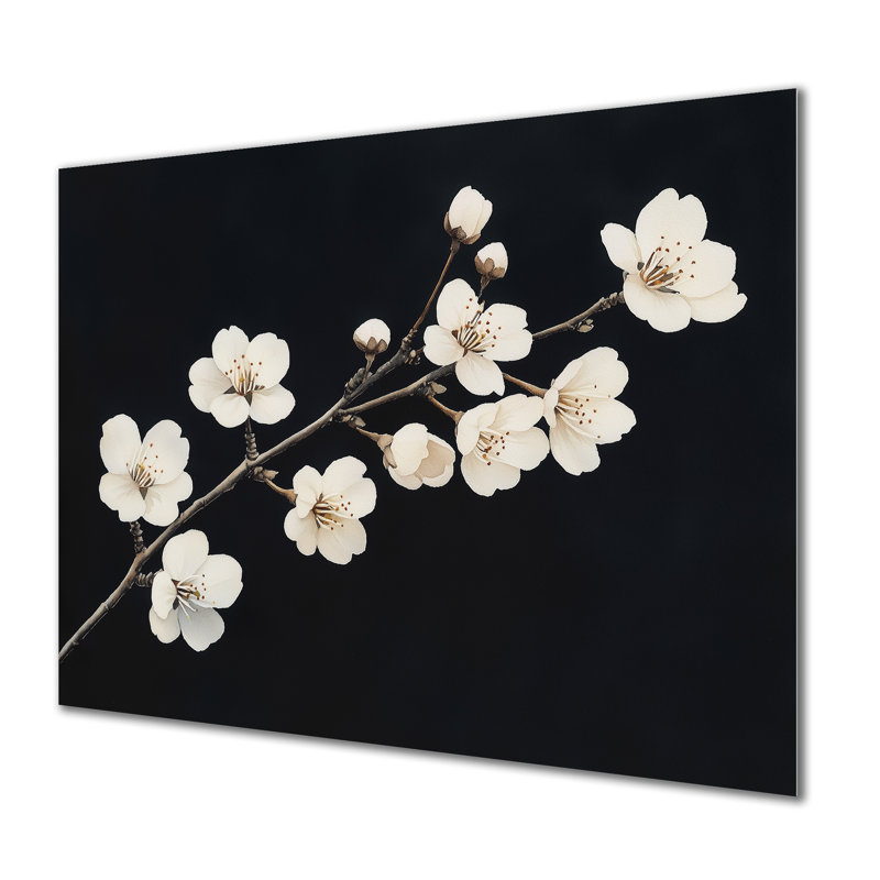 Nuit d'ivoire Bloom II - Impression d'art mural en métal - Fleur de printemps, H 12 po x l 20 po