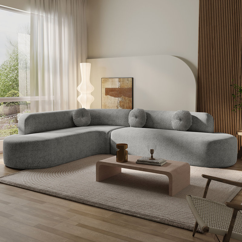 Salvatore 122 Inch Wide Extra Large Four Seater Sectional (Compression), Gray Chenille