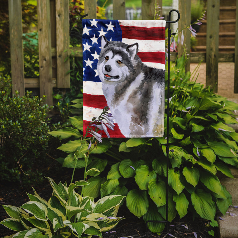 2 côtés en polyester de 2 côtés american drapeau de jardin, Malamute d’Alaska