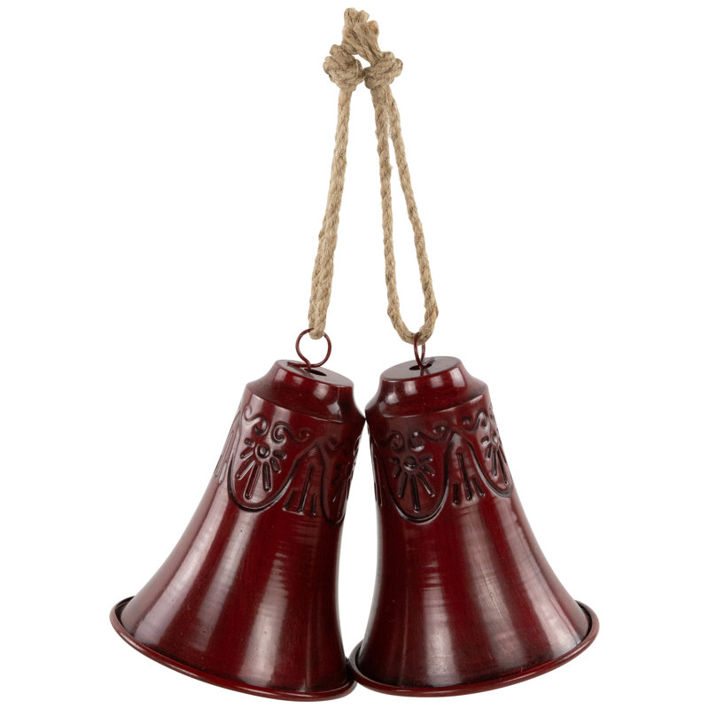 Clochettes de Noël embossées - 6 po - ensemble de 2, Rouge