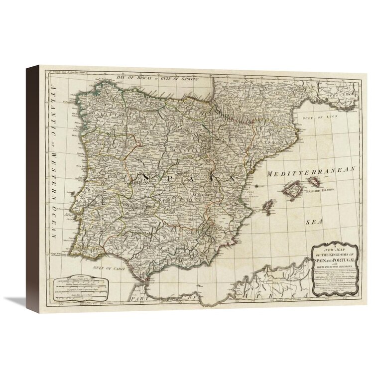Global Gallery A New Map Of The Kingdoms Of Spain And Portugal, 1790 On ...