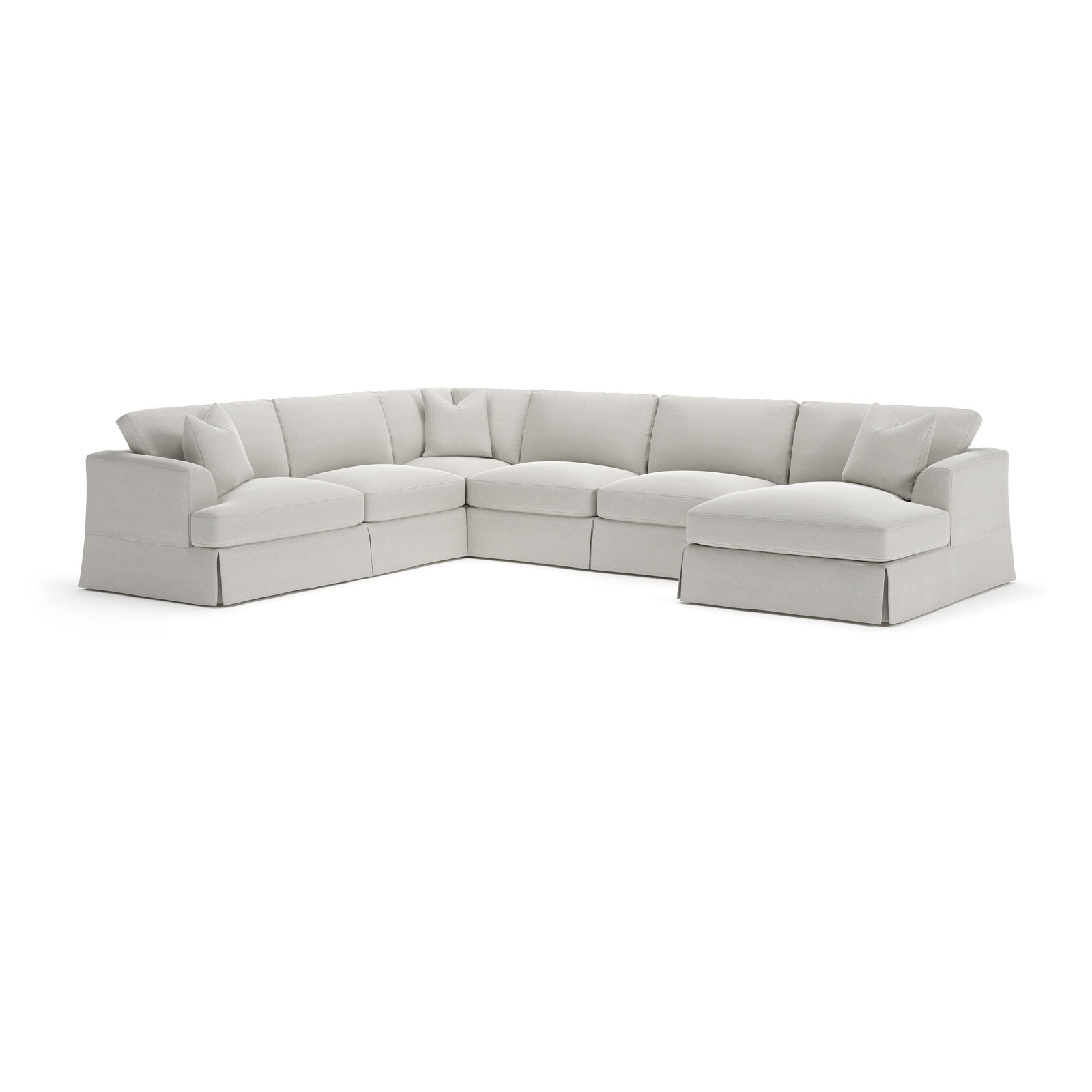 Lucia Chaise Sectional, Right Hand Facing, Drusky Ivory Sustain® Basketweave