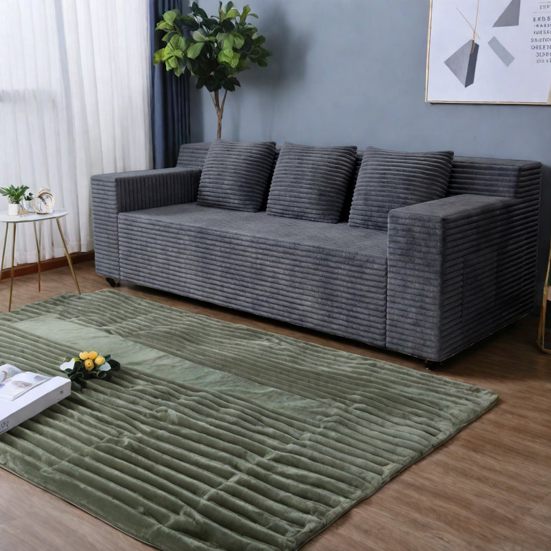 Canapés modernes en velours côtelé gris foncé avec sièges profonds pour la maison et le bureau