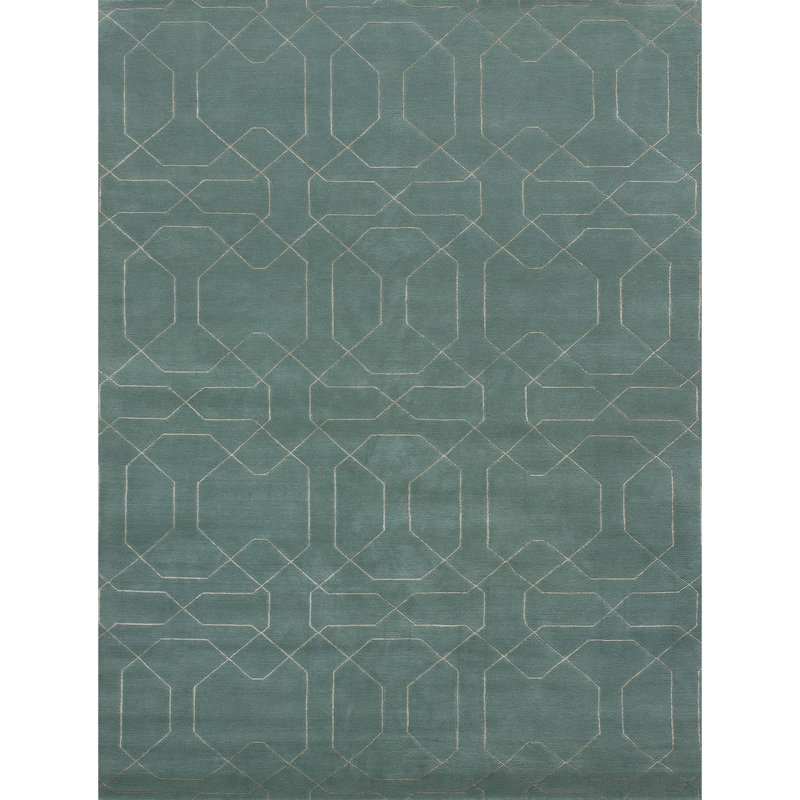 Geometric Area Rug in Light Blue, Rectangle 6' x 9'