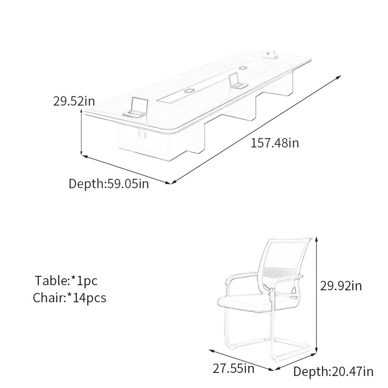 Table de conférence moderne et minimaliste avec rangement