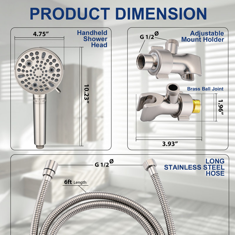 Full/Standard Dual Shower Head 1.75 GPM GPM, Silver