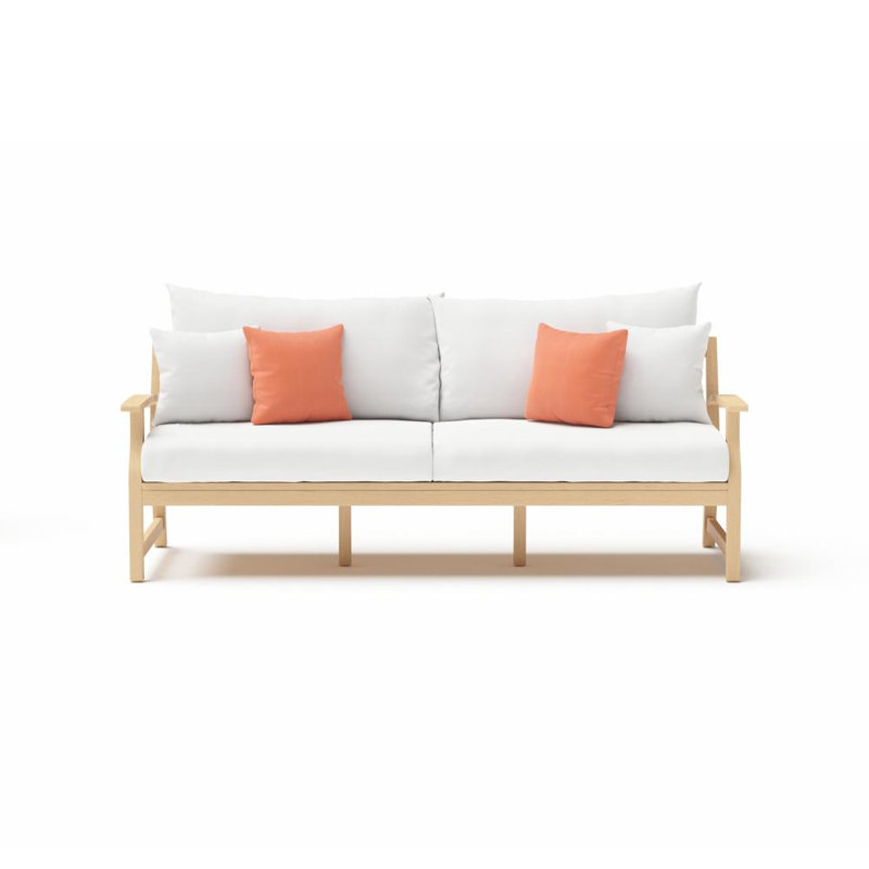 Kooper 76In Sunbrella Outdoor Sofa - Cast Coral, Orange/White