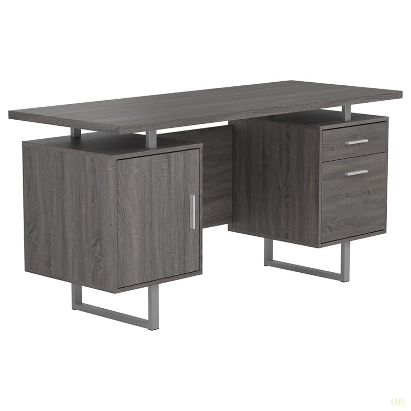 Bureau à 2 tiroirs à plateau flottant, Gris