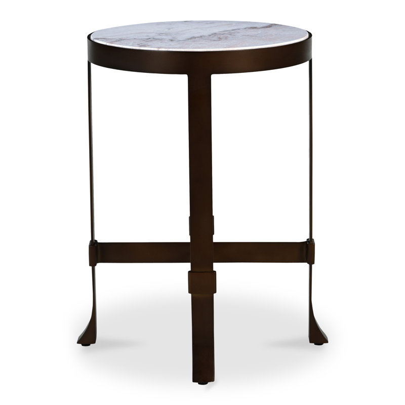 Holli Side Table White Marble, White/Dark Bronze