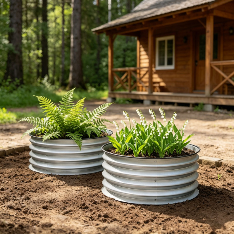 2 lits de jardin surélevés en acier galvanisé rond argenté, boîte à fleurs à drainage ouvert, assemblage facile pour le jardinage de fleurs de légumes en plein air