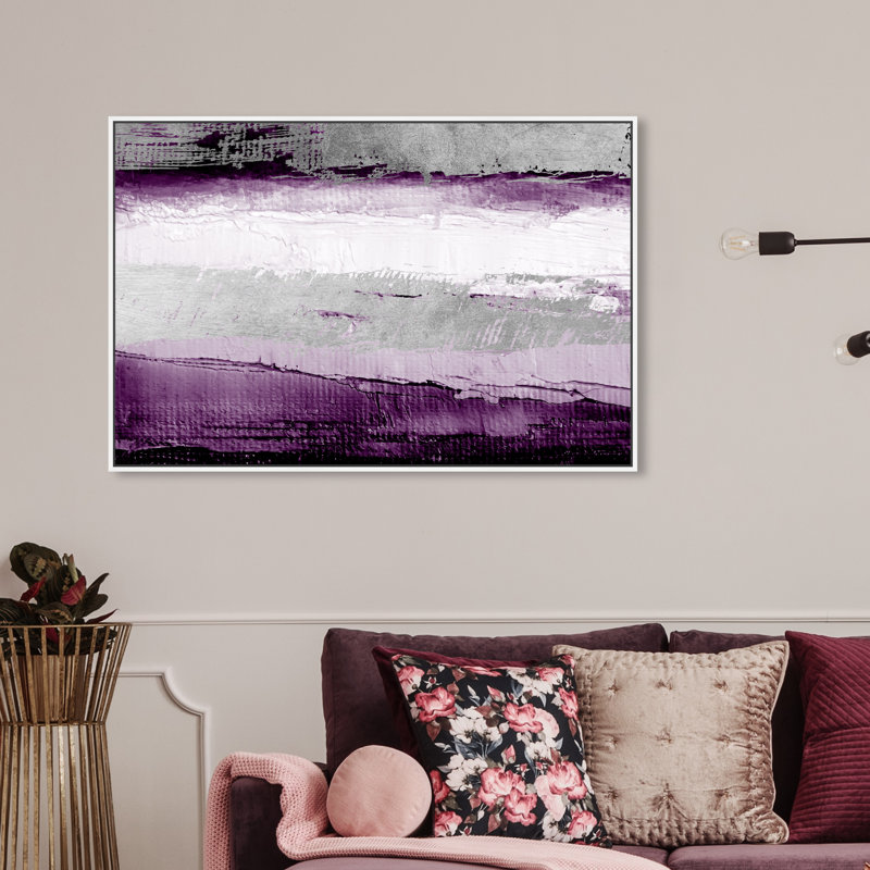 «Abstract Envision and Elevate Violet», impression, Cadre blanc, H 20 po x l 30 po, Blanc