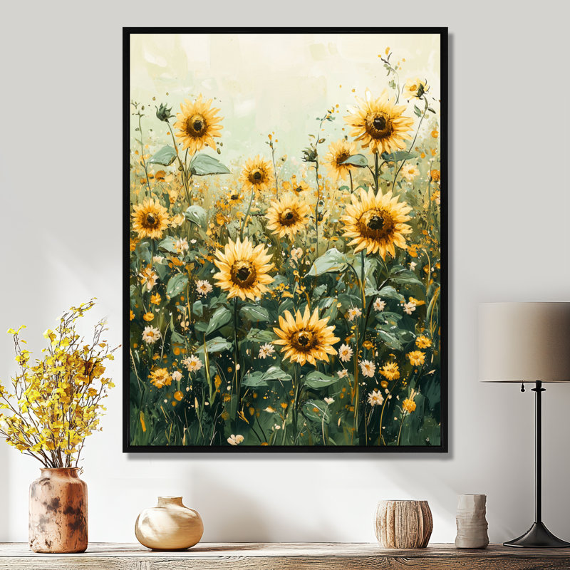 Drusi - Floral Wall Art, Black, Floater Framed Print, 20" H x 12" W