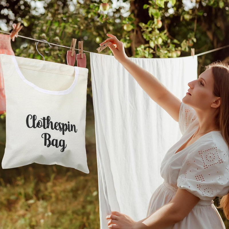Paquet de 2 sacs de rangement en toile avec épingles à linge et crochets