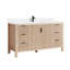 Meuble-lavabo simple 60 po avec plateau en pierre blanche à grain blanc-114525464