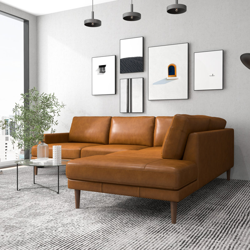 Canapé modulaire en cuir véritable Amarra, Face à la droite