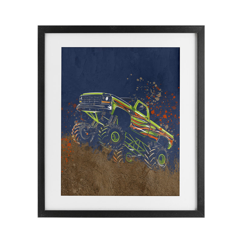«My Jam Truck Adventure», reproduction sous verre, conception de Kim Allen, H 16 po x l 13 po, Cadre noir minuit