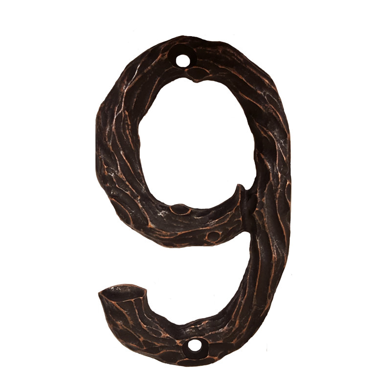 Numéro de maison de 4 po, 9, Cuivre antique