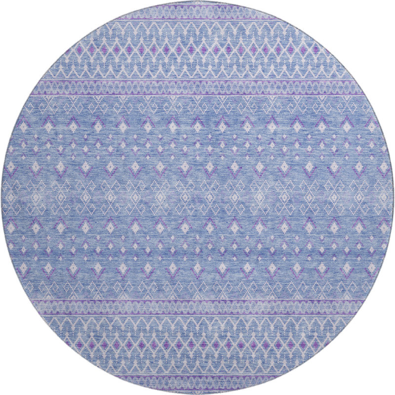 Premium Machine Washable Prisco Sky Rug, Round 8'