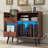 Large Record Player Stand, 350 Vinyl Record Storage Holder with Power Outlet and LED Light-471732376