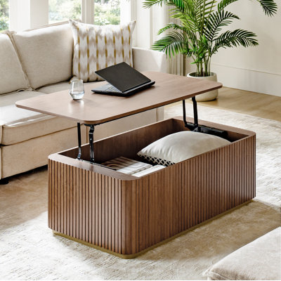 Jadida 47.75" W Manufactured Wood Fluted Lift-Top Coffee Table