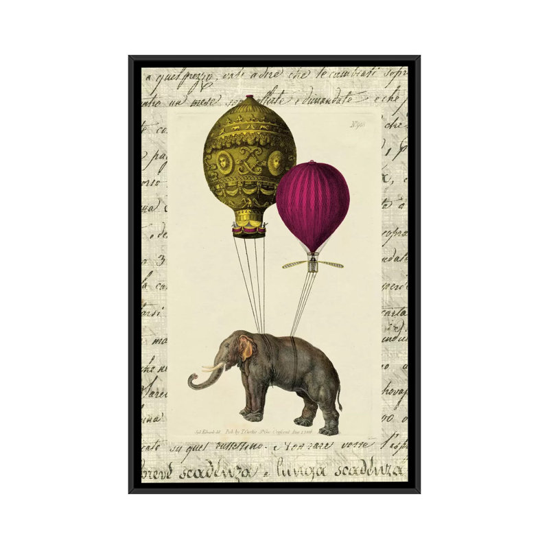 Elephant rider ii-impression d’art graphique sur toile tendue, H 26 po x l 18 po x P 1,5 po, Toile encadrée noire