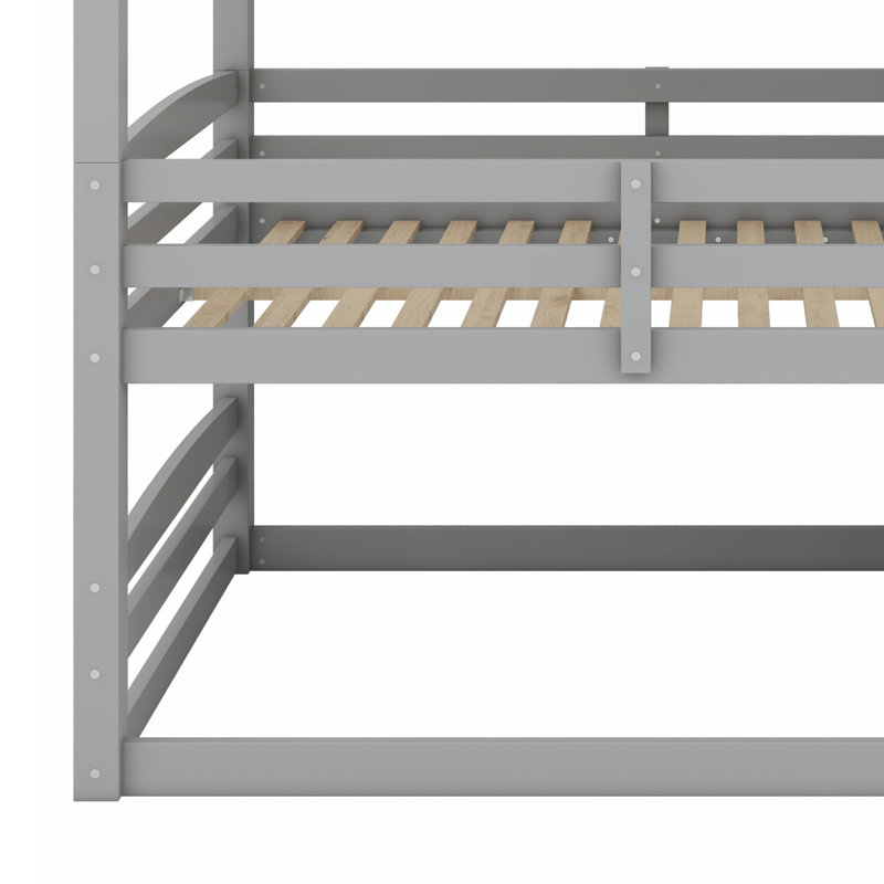 Lit superposé triple avec escalier de rangement, conception séparée, gris