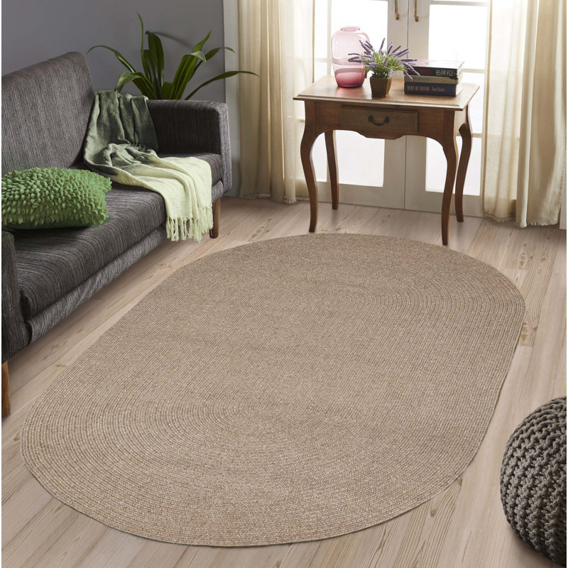 Neufeld Hand Braided Brown Indoor Outdoor Area Rug, Oval 8' x 10'