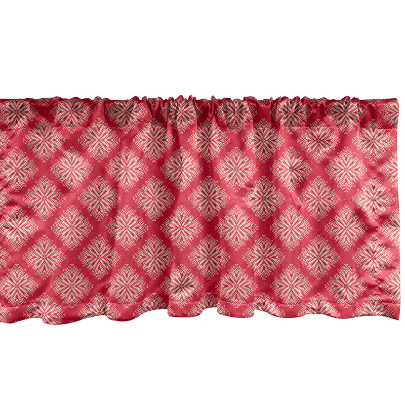 Ambesonne Ambesonne Abstract Valance Pack of 2 Heart Ornamental Motif Dark Pink Champagne
